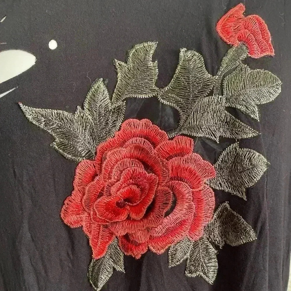 🆕Black Hollows Out T-Shirt Dress 3D Rose 2X🆕 - Picture 7 of 13